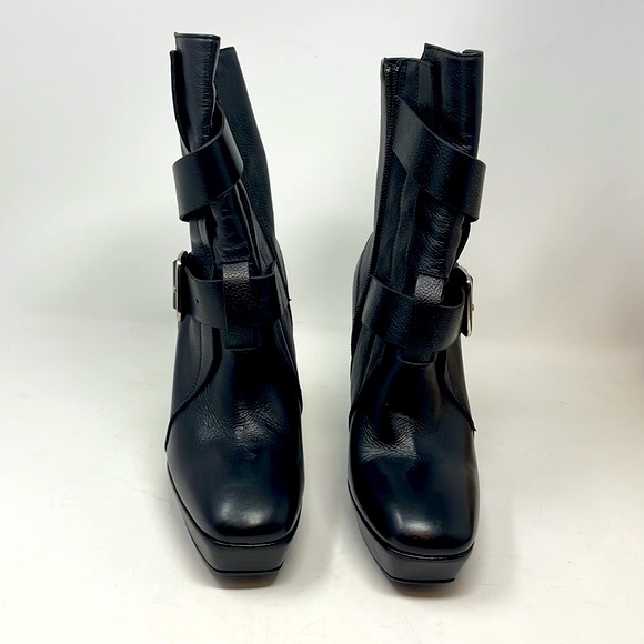 Giancarlo Paoli Women Black Genuine Leather Heels Boots Size 7.5 Make in Italy - Picture 2 of 8